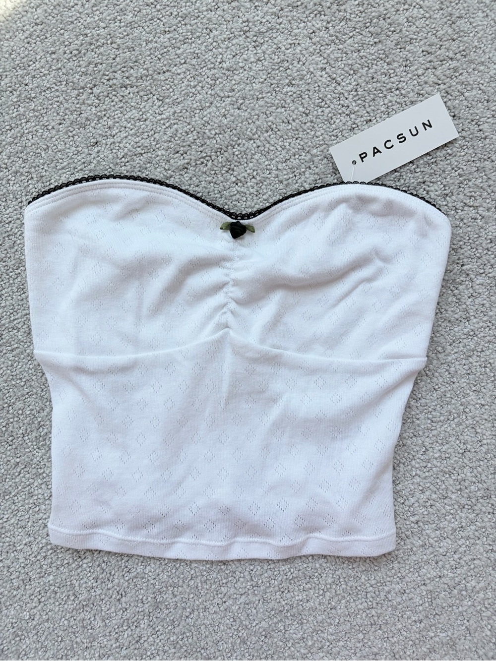 PacSun White Strapless Sweetheart Tube Top with Black Trim | New With Tags